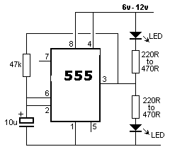 Схема светофора на таймере 555