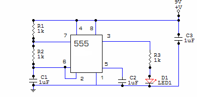 Схема мигающего светодиода на таймере 555