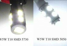 Сравнение ламп W5W T10 SMD 5050 и SMD 5730